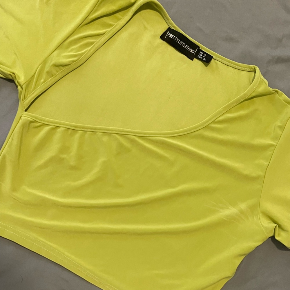 PRETTY LITTLE THING neon green crop top!!!